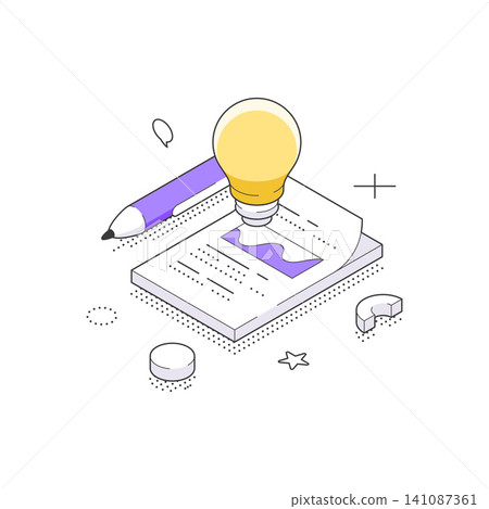 Creative Idea And Business Planning Process Isometric Vector Illustration For Project 141087361