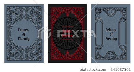 Gothic frames, borders with medieval round pattern 141087501