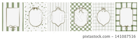 Vintage coquette frames with delicate ribbon bow Vintage coquette frames with delicate ribbon bow 141087516