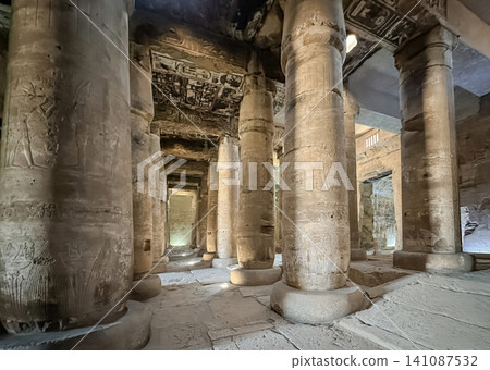 Beautiful interiors and ancient hieroglyphs in the Temple of Seti I in Abydos, Egypt. Beautiful interiors and ancient hieroglyphs in the Temple of Seti I in Abydos, Egypt. 141087532