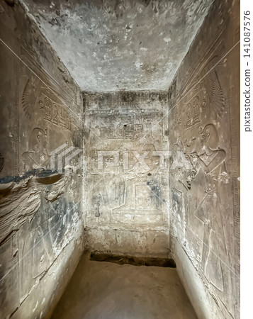 Beautiful bas-reliefs and ancient hieroglyphs in the Temple of Seti I in Abydos, Egypt. Beautiful bas-reliefs and ancient hieroglyphs in the Temple of Seti I in Abydos, Egypt. 141087576