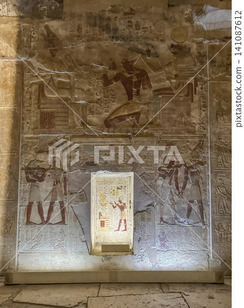 Beautiful interiors and ancient hieroglyphs in the Temple of Seti I in Abydos, Egypt. Beautiful interiors and ancient hieroglyphs in the Temple of Seti I in Abydos, Egypt. 141087612