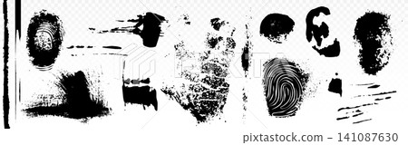Fingerprint patterns, thumbprint black ink smudges Fingerprint patterns, thumbprint black ink smudges 141087630