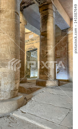 Beautiful interiors and ancient hieroglyphs in the Temple of Seti I in Abydos, Egypt. Beautiful interiors and ancient hieroglyphs in the Temple of Seti I in Abydos, Egypt. 141087649