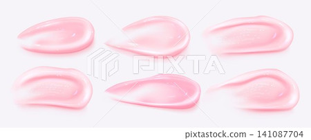 Creamy cosmetic texture swatches, pink cream smear Creamy cosmetic texture swatches, pink cream smear 141087704