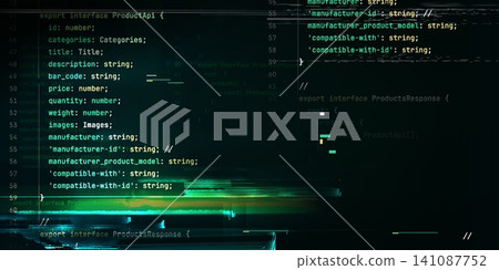 Programming code display, script and glitch effect 141087752
