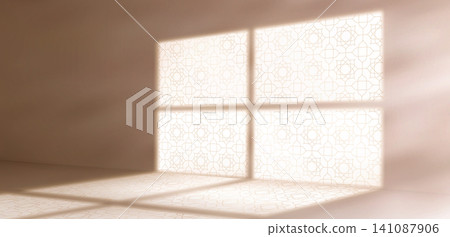 Ramadan background with arabesque pattern shadow 141087906