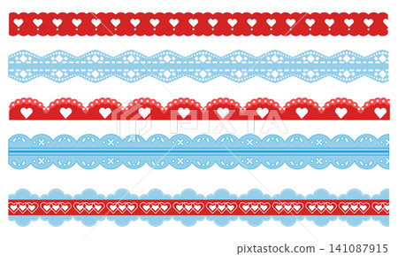 Delicate color lace border, hearts, floral pattern Delicate color lace border, hearts, floral pattern 141087915