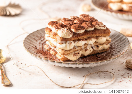 Traditional Italian dessert tiramisu Traditional Italian dessert tiramisu 141087942