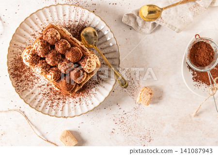 Traditional Italian dessert tiramisu Traditional Italian dessert tiramisu 141087943