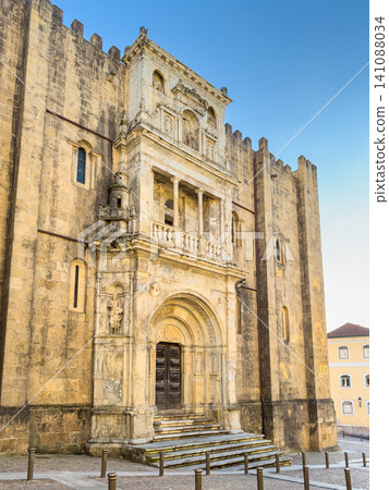 Principal facade of Se Velha, Santa Maria de Coimbra, the old Cathedral of Coimbra. Portugal. Principal facade of Se Velha, Santa Maria de Coimbra, the old Cathedral of Coimbra. Portugal. 141088034