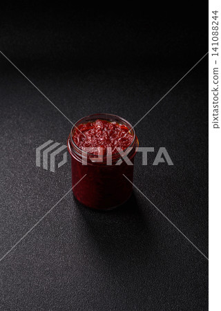 Grated beetroot with salt and spices as an ingredient for borscht or a vegan salad. Grated beetroot Grated beetroot with salt and spices as an ingredient for borscht or a vegan salad. Grated beetroot 141088244