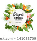 Summer Holiday Background With Tropical Plants And Exotic Flowers. Vector 141088709