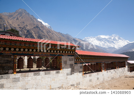 Tengboche monastery with peaks in background, EBC, Nepal 141088903