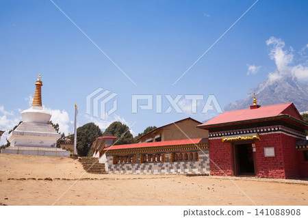 Tengboche monastery with peaks in background, EBC, Nepal Tengboche monastery with peaks in background, EBC, Nepal 141088908