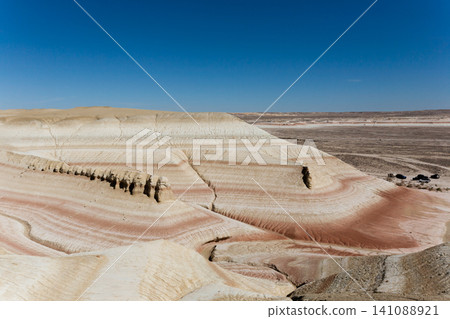 Kyzylkup plateau landscape, Mangystau desert. Rock strata formations Kyzylkup plateau landscape, Mangystau desert. Rock strata formations 141088921