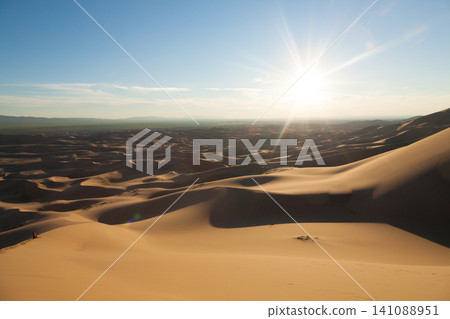 Khongoryn Els sand dunes landscape, Mongolia. Gobi desert Khongoryn Els sand dunes landscape, Mongolia. Gobi desert 141088951