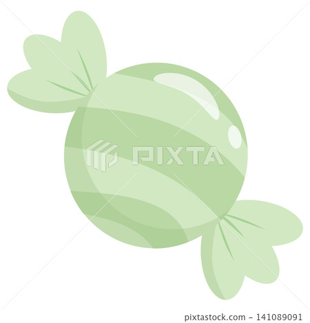 Cute Lime Green Pastel Striped Candy Vector 141089091