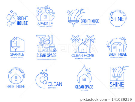 Modern minimal line art logo collection for cleaning businesses and housekeeping services Modern minimal line art logo collection for cleaning businesses and housekeeping services 141089239