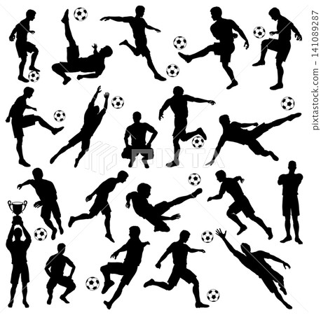 Silhouettes Soccer Players Silhouettes Soccer Players 141089287