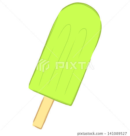 Illustration of a popsicle on a stick (green) Illustration of a popsicle on a stick (green) 141089527