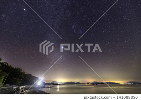 Setouchi autumn starry sky Orion rising and winter triangle Setouchi autumn starry sky Orion rising and winter triangle 141089850