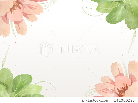 水彩背景框,飾以花葉圖案;優雅清新的米白色。 水彩背景框,飾以花葉圖案;優雅清新的米白色。 141090283