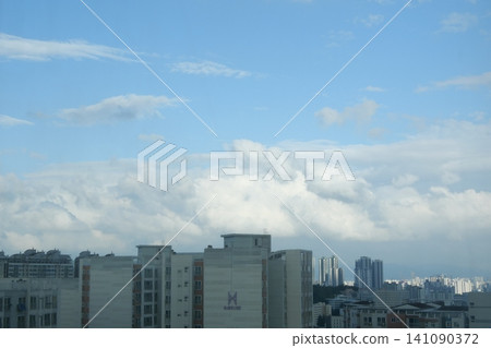 Urban cityscape and residential area view on a bright day 141090372