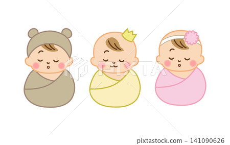 新生兒攝影時,嬰兒被包裹在襁褓中。 新生兒攝影時,嬰兒被包裹在襁褓中。 141090626