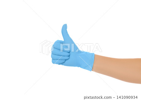 Healthcare worker gives a thumbs up, isolated on white, PNG Healthcare worker gives a thumbs up, isolated on white, PNG 141090934