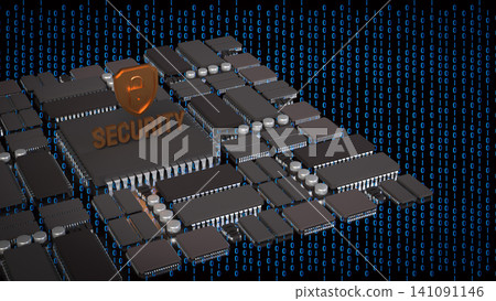 Cyber Security Shield Over Digital Circuit Network 3d render. Cyber Security Shield Over Digital Circuit Network 3d render. 141091146
