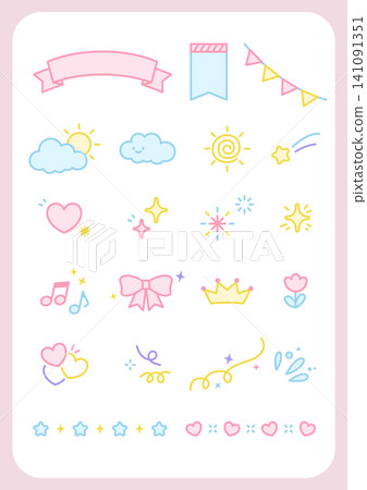 Vector illustration of cute elements. Vector illustration of cute elements. 141091351