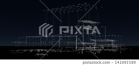 3D illustration of building, construction, and piping 3D illustration of building, construction, and piping 141091589