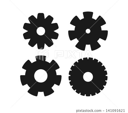 Gear icon set, simple gear illustrations, vector graphics. Gear icon set, simple gear illustrations, vector graphics. 141091621