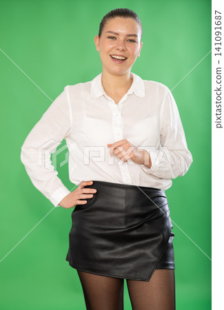 Smiling European girl in strict office clothes Smiling European girl in strict office clothes 141091687