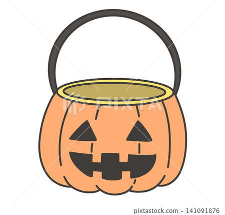 Jack-o'-lantern shaped container with handle Jack-o'-lantern shaped container with handle 141091876