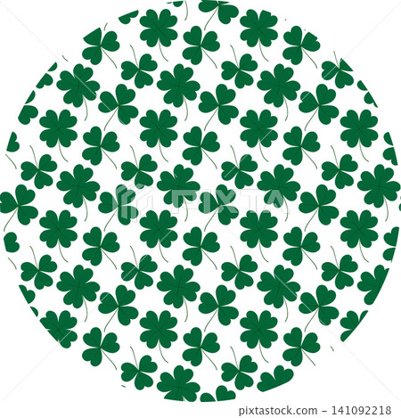 Lucky clover leaves and shamrock pattern form Circle Backdrop on Transparent background Minimal Flat. Isolated Vector illustration Textile print, wrapping or wallpaper, stationery, branding or digital Lucky clover leaves and shamrock pattern form Circle Backdrop on Transparent background Minimal Flat. Isolated Vector illustration Textile print, wrapping or wallpaper, stationery, branding or digital 141092218