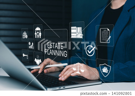Estate planning concept. asset protection, legal document, family insurance, property management, inheritance plan, financial control, trust agreement, risk protection, secure wealth transfer workflow Estate planning concept. asset protection, legal document, family insurance, property management, inheritance plan, financial control, trust agreement, risk protection, secure wealth transfer workflow 141092801