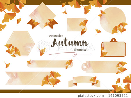 Watercolor-style Ginkgo Autumn Frame Set Watercolor-style Ginkgo Autumn Frame Set 141093521