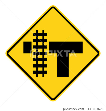 美國道路標誌:十字路口附近的平交道 美國道路標誌:十字路口附近的平交道 141093673