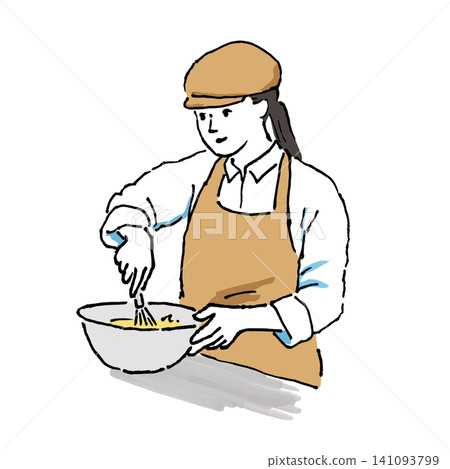 廚房工作人員準備食物 - 手繪向量圖 廚房工作人員準備食物 - 手繪向量圖 141093799