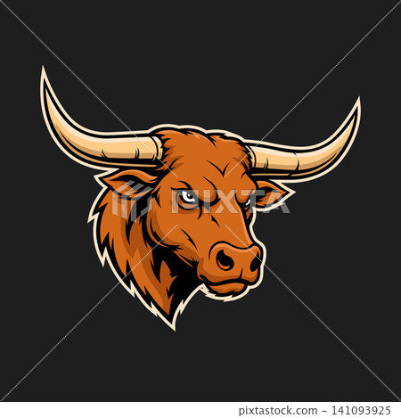 longhorn mascot logo illustration vector design template simple and modern style longhorn mascot logo illustration vector design template simple and modern style 141093925