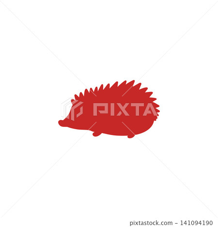 Simple silhouette illustration of a red hedgehog on a white background. Simple silhouette illustration of a red hedgehog on a white background. 141094190