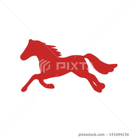 A dynamic silhouette illustration of a red horse against a white background, perfect as a symbol for sports or business. A dynamic silhouette illustration of a red horse against a white background, perfect as a symbol for sports or business. 141094230