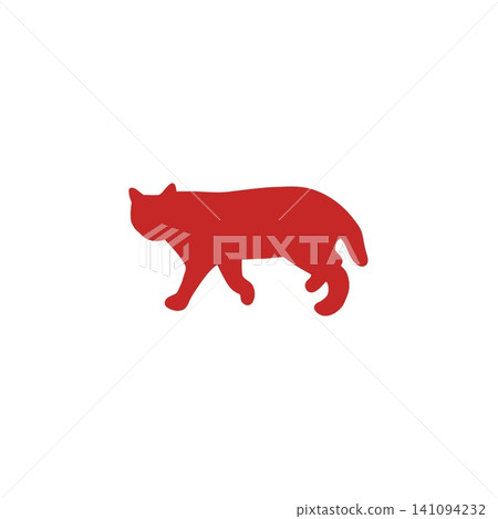 Walking cat red silhouette illustration - minimalist design - animal material Walking cat red silhouette illustration - minimalist design - animal material 141094232