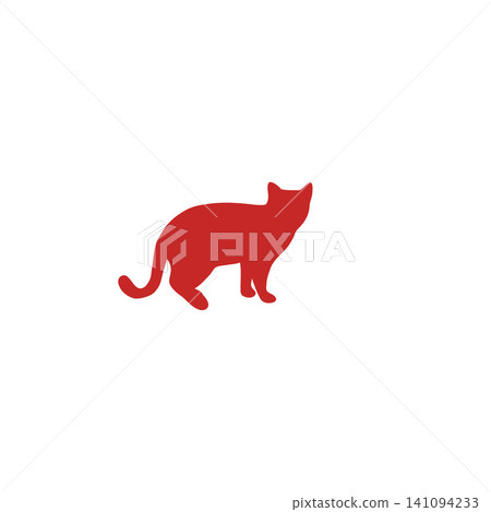 Red cat silhouette illustration - simple design - animal icon material Red cat silhouette illustration - simple design - animal icon material 141094233
