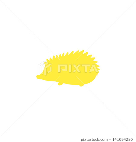 Simple silhouette illustration of a yellow hedgehog on a white background - cute animal icon material Simple silhouette illustration of a yellow hedgehog on a white background - cute animal icon material 141094280