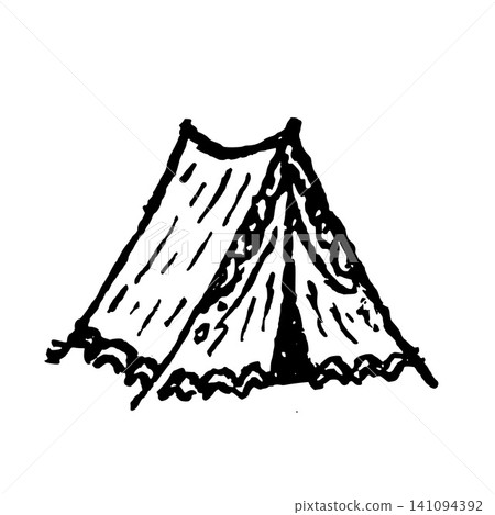 Hand Drawn Boho Camping Tent Vector Drawing Hand Drawn Boho Camping Tent Vector Drawing 141094392