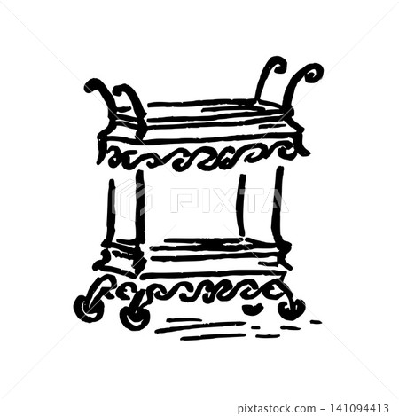 Hand Drawn Vintage Vanity Stool Vector Line Art Hand Drawn Vintage Vanity Stool Vector Line Art 141094413