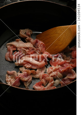 Pork being fried Pork being fried 141094534